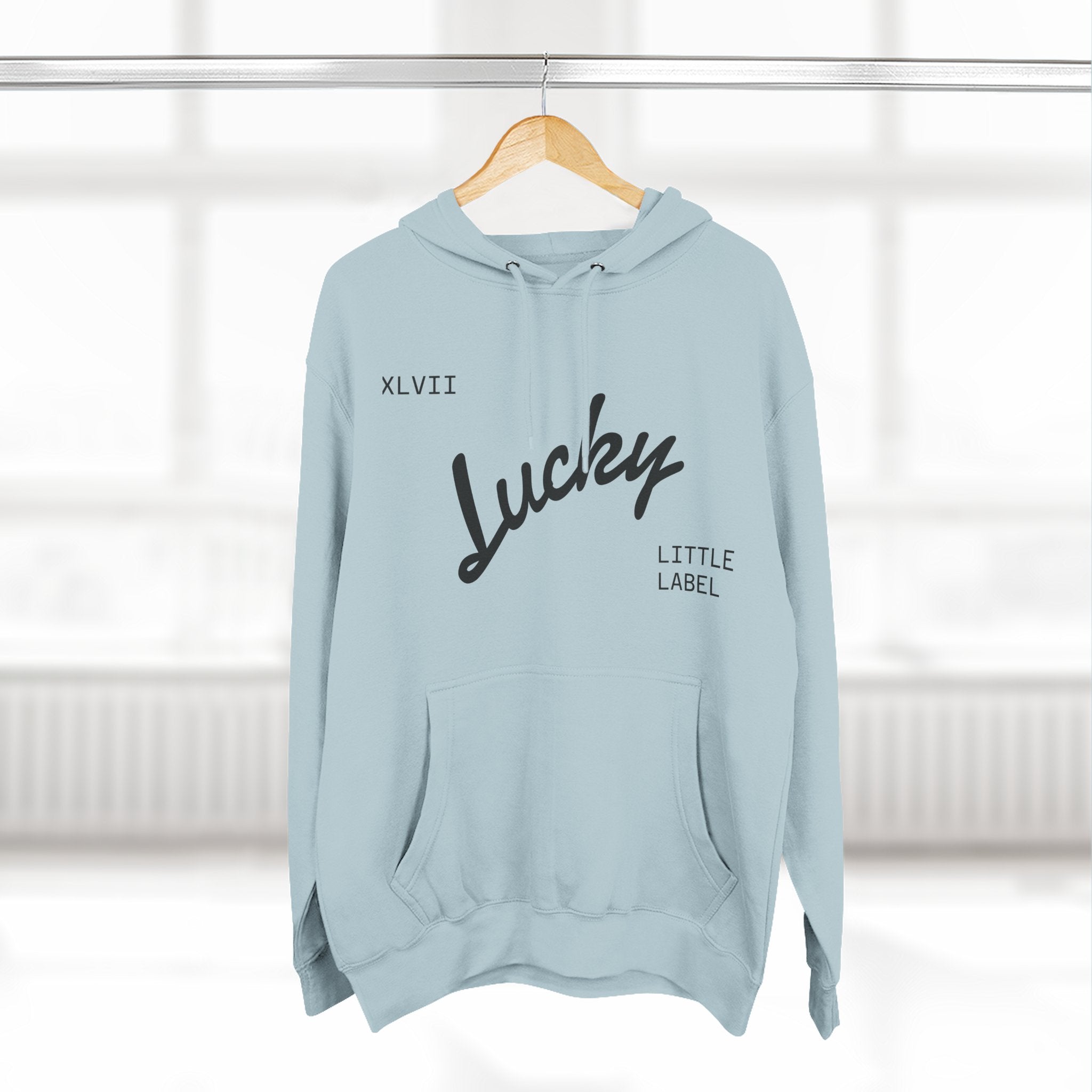 Lucky Little Label Hoodie — Minimal Script Logo Fleece Pullover (EST. 2026)