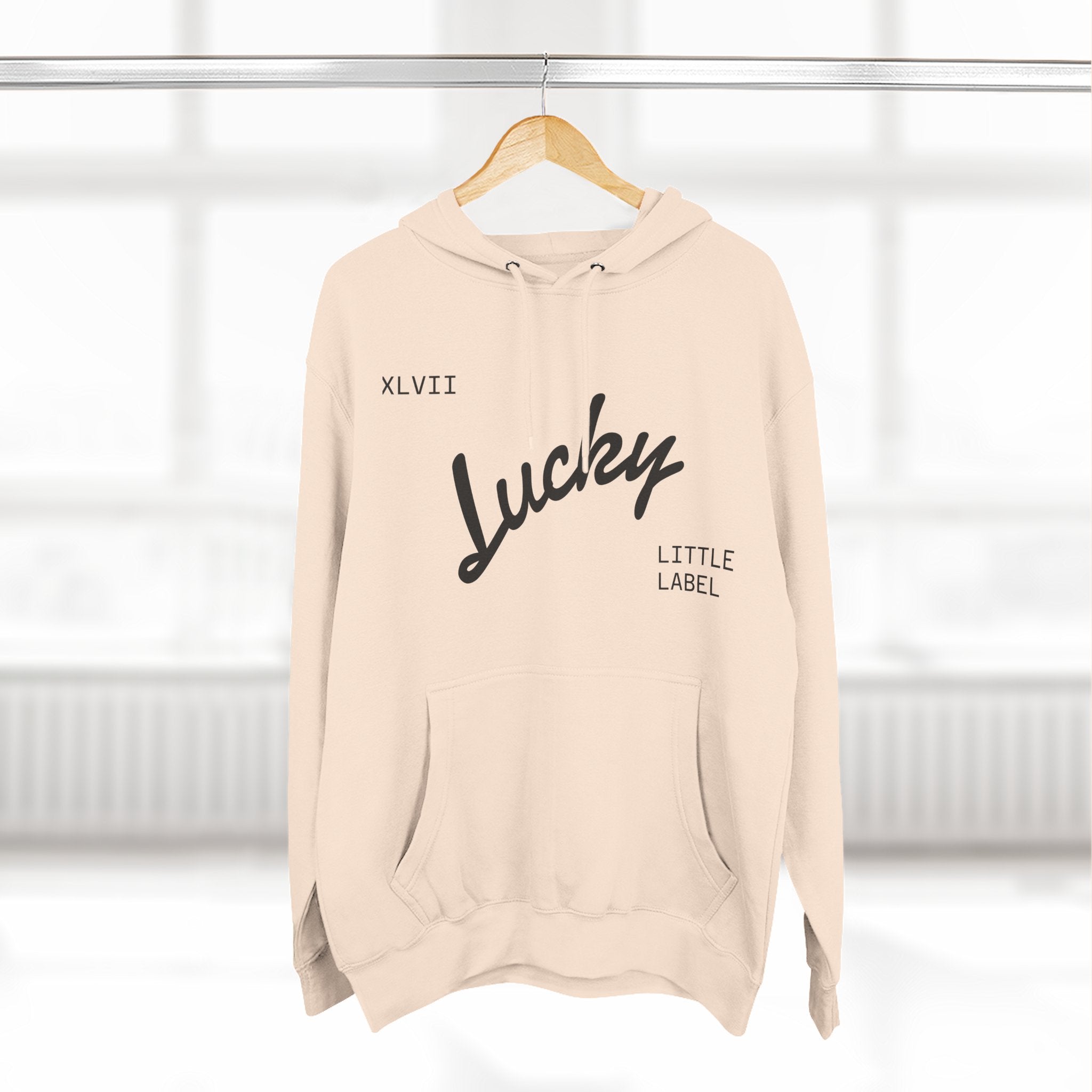 Lucky Little Label Hoodie — Minimal Script Logo Fleece Pullover (EST. 2026)