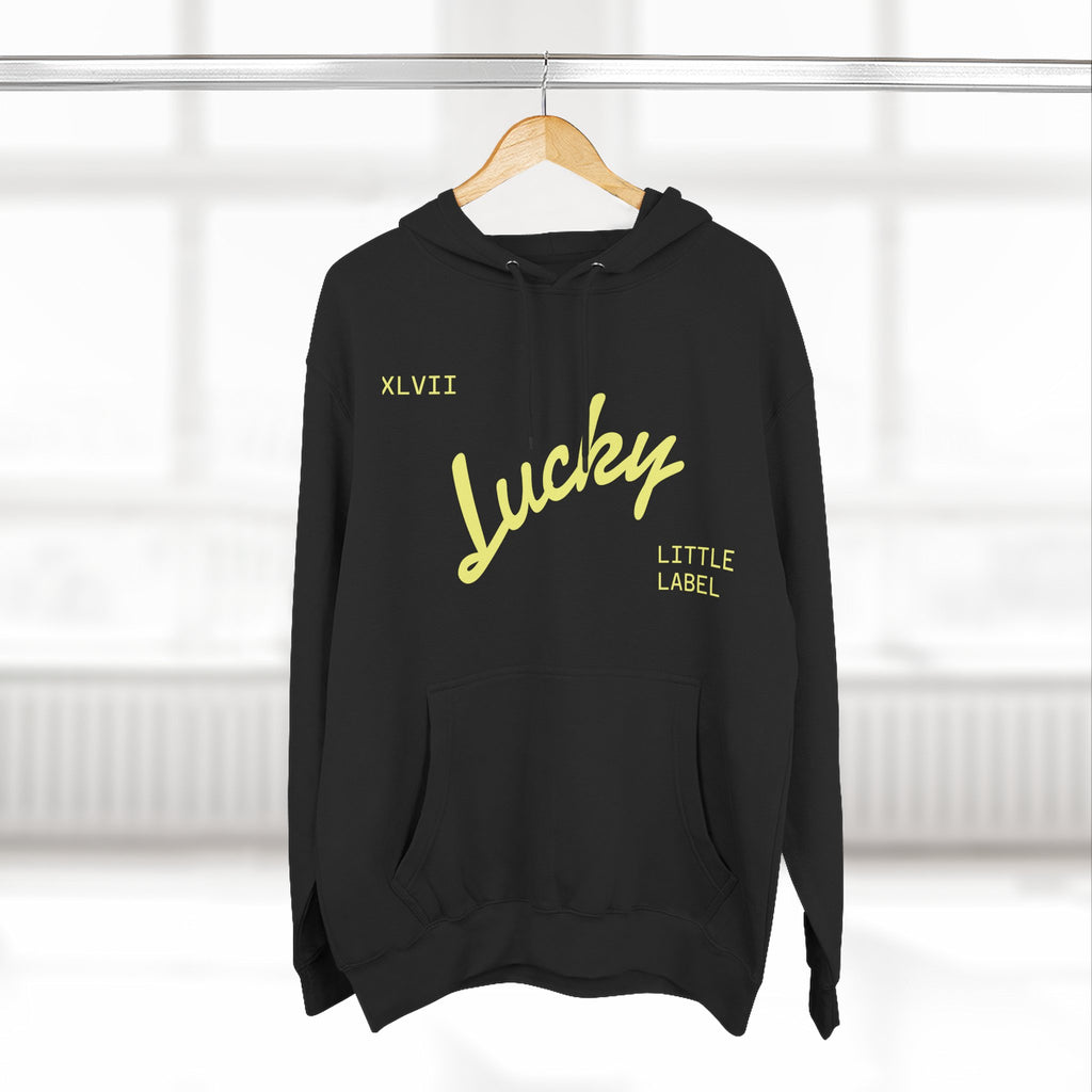 Lucky Little Label Hoodie — Minimal Script Logo Fleece Pullover (EST. 2026)