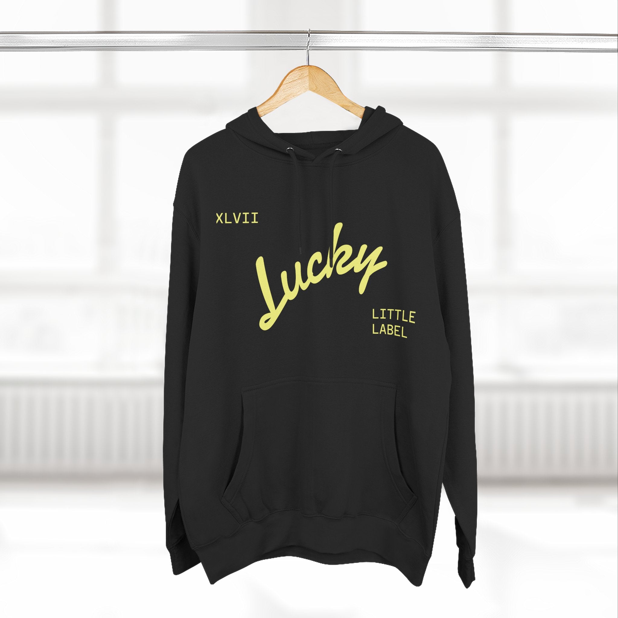 Lucky Little Label Hoodie — Minimal Script Logo Fleece Pullover (EST. 2026)