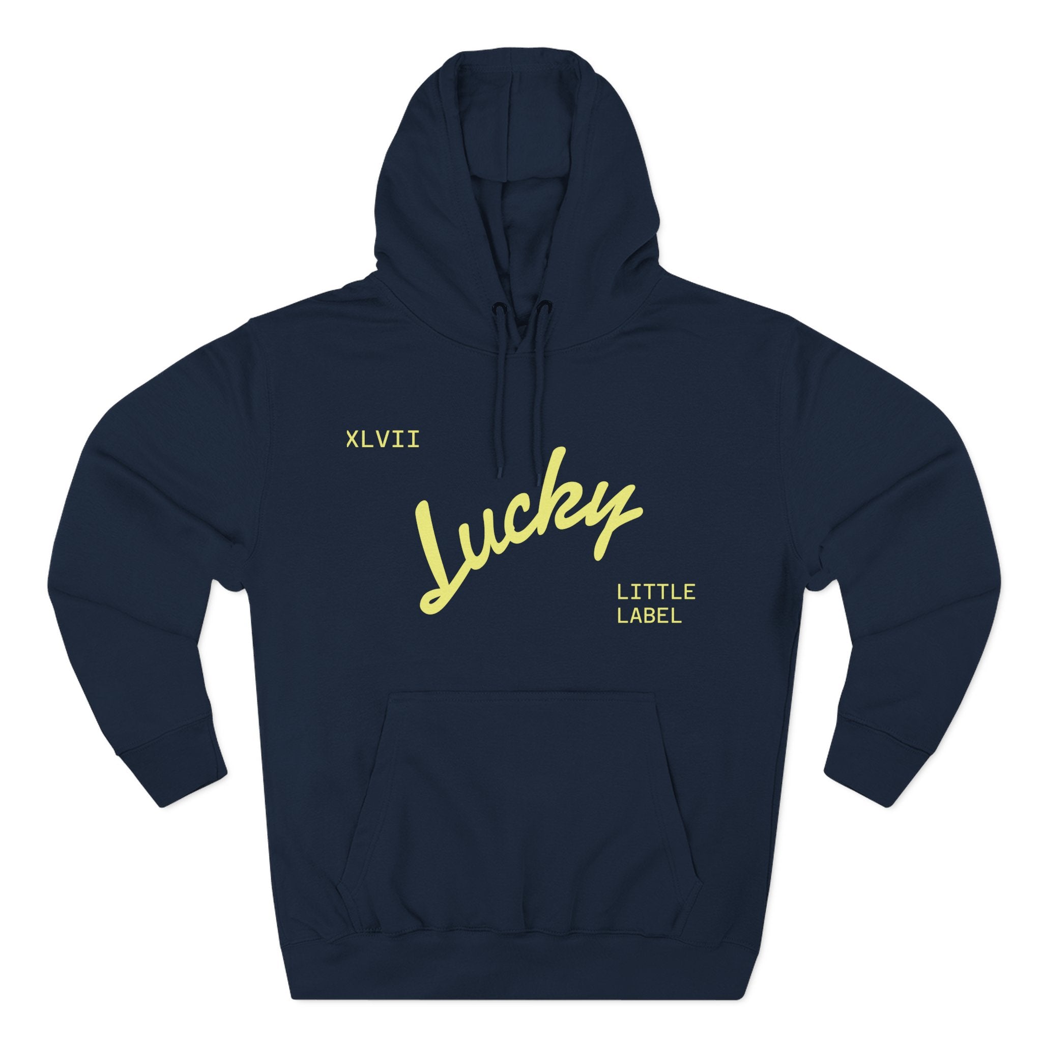 Lucky Little Label Hoodie — Minimal Script Logo Fleece Pullover (EST. 2026)