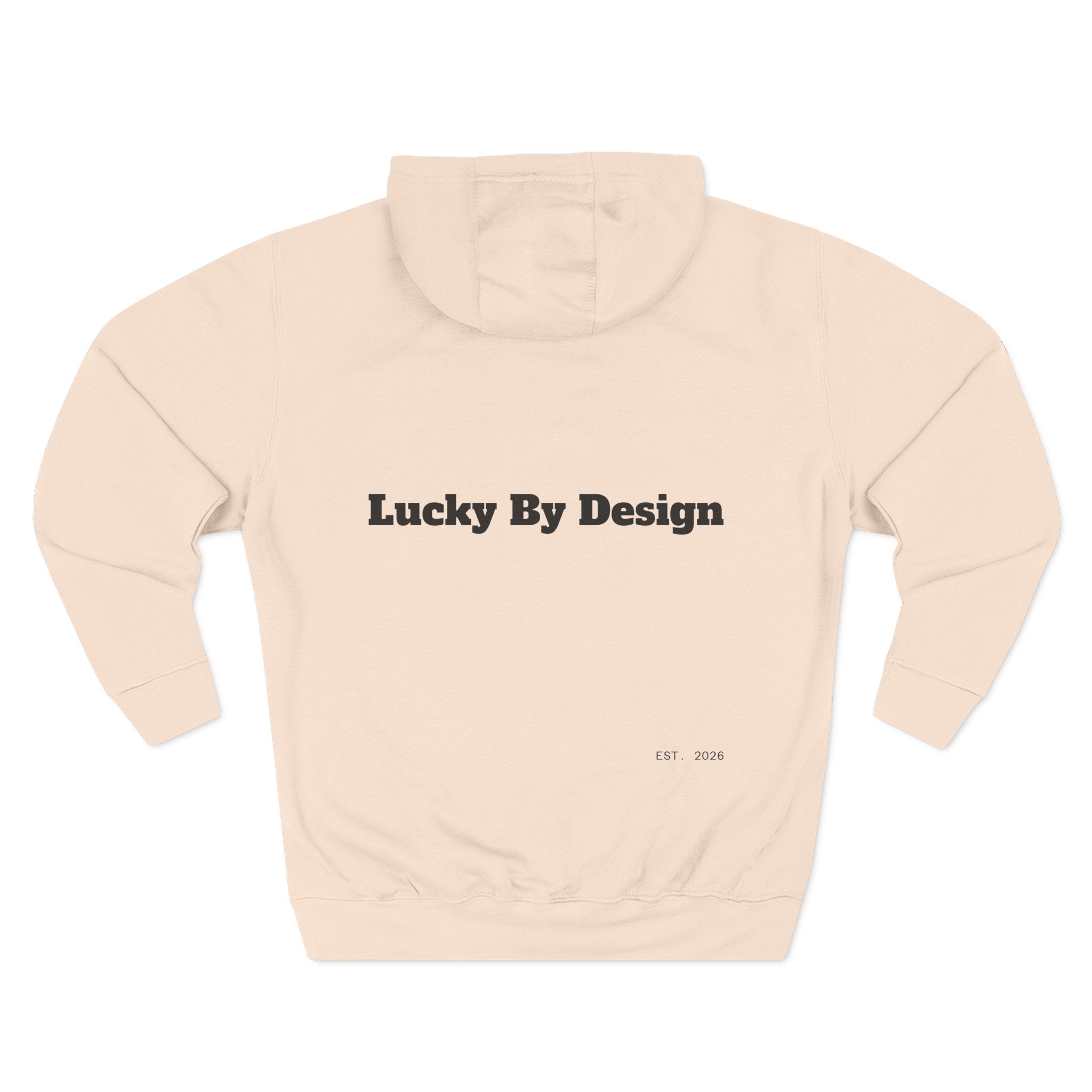 Lucky Little Label Hoodie — Minimal Script Logo Fleece Pullover (EST. 2026)