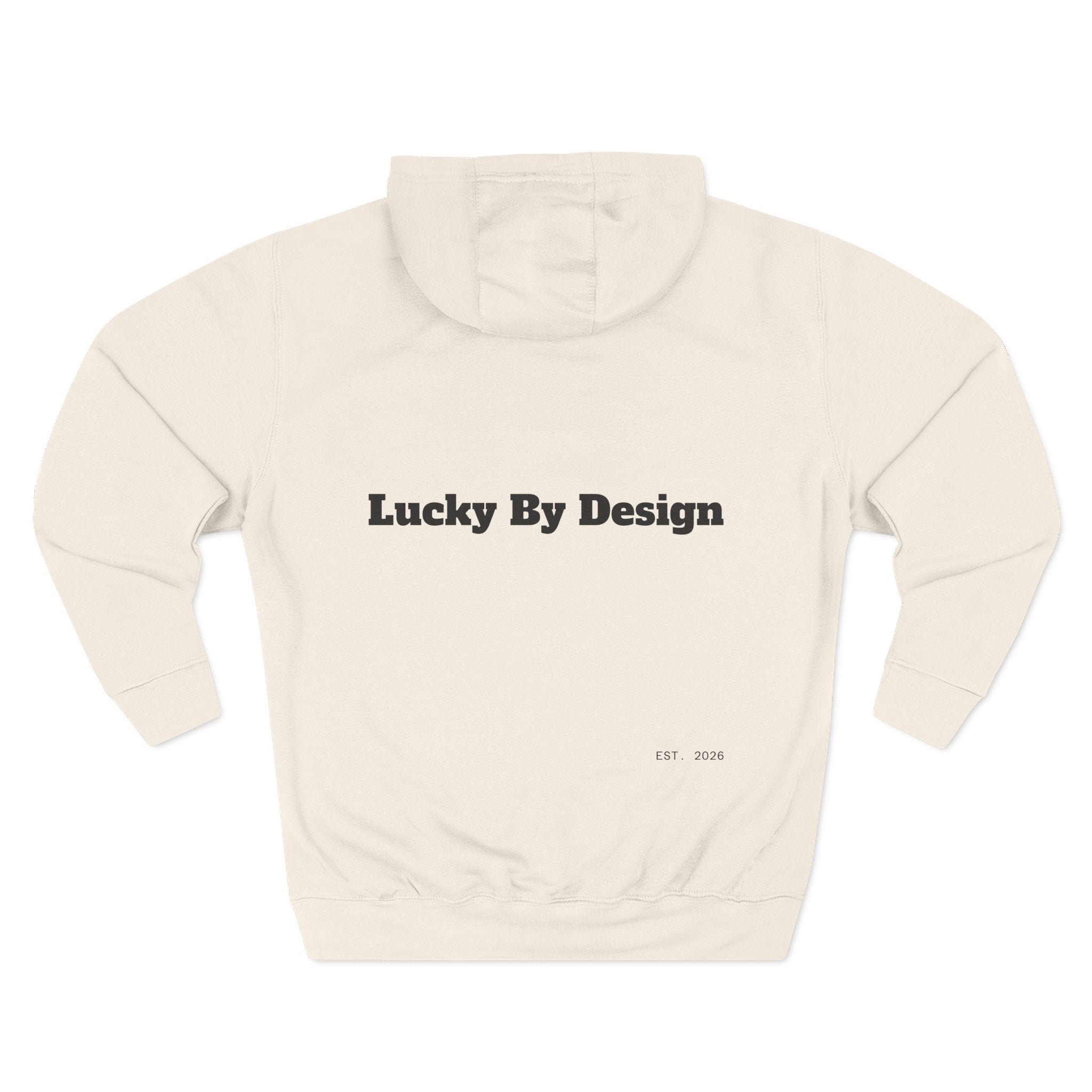 Lucky Little Label Hoodie — Minimal Script Logo Fleece Pullover (EST. 2026)