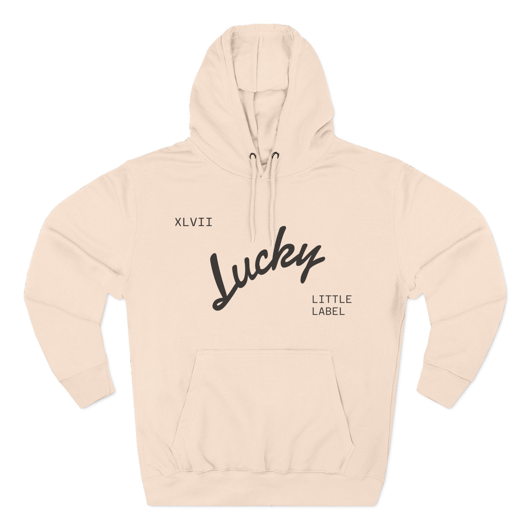Lucky Little Label Hoodie — Minimal Script Logo Fleece Pullover (EST. 2026)
