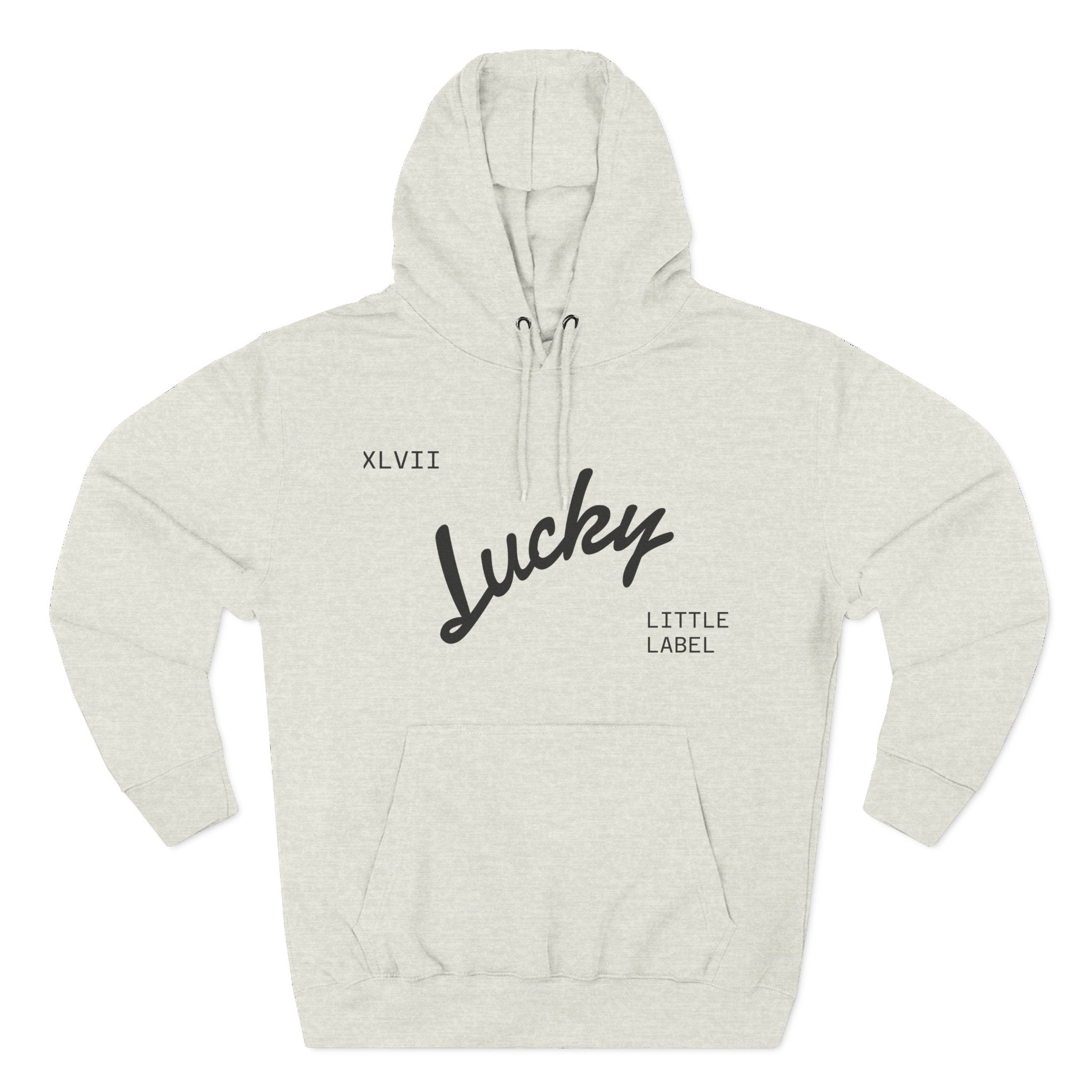 Lucky Little Label Hoodie — Minimal Script Logo Fleece Pullover (EST. 2026)
