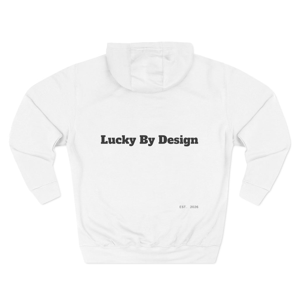 Lucky Little Label Hoodie — Minimal Script Logo Fleece Pullover (EST. 2026)