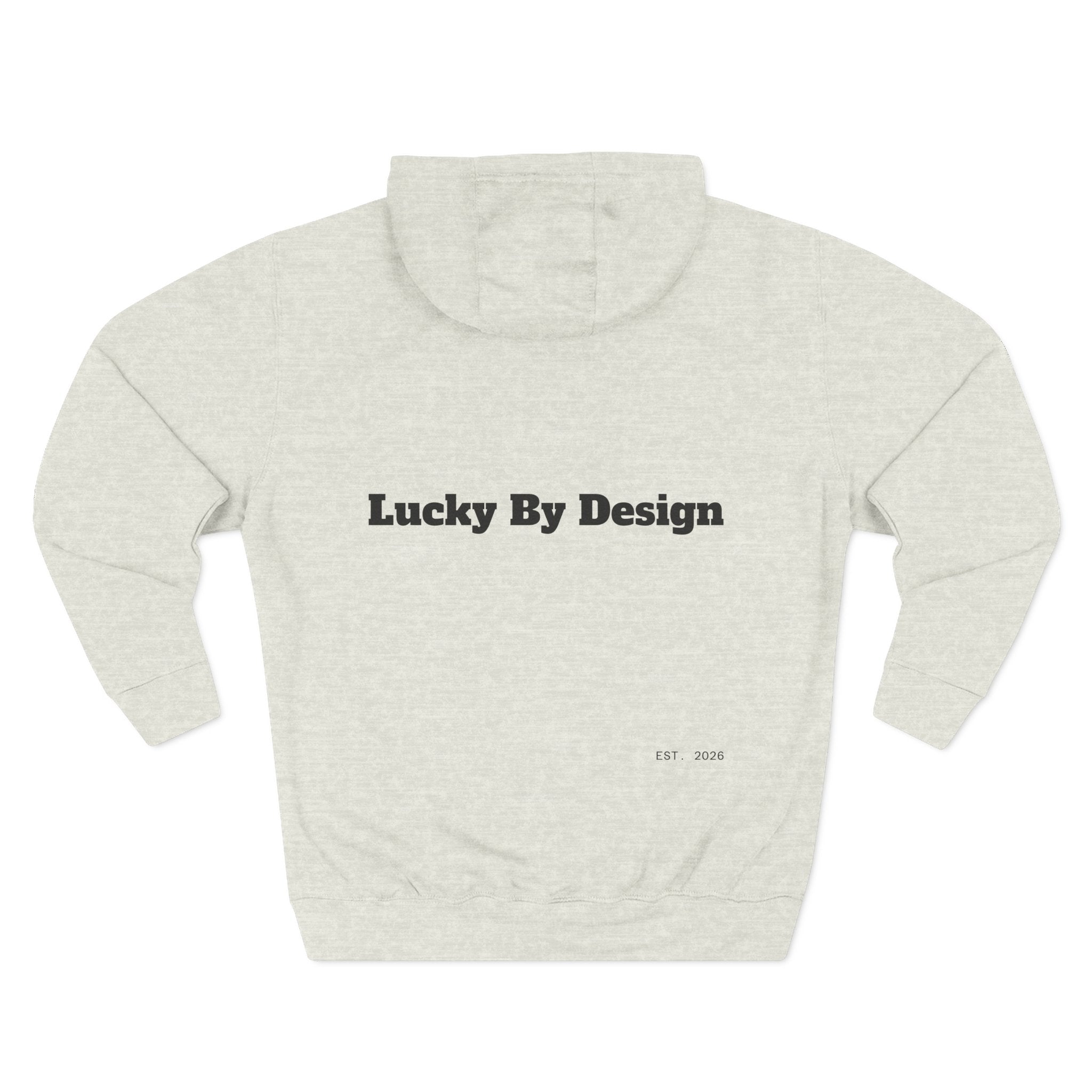 Lucky Little Label Hoodie — Minimal Script Logo Fleece Pullover (EST. 2026)
