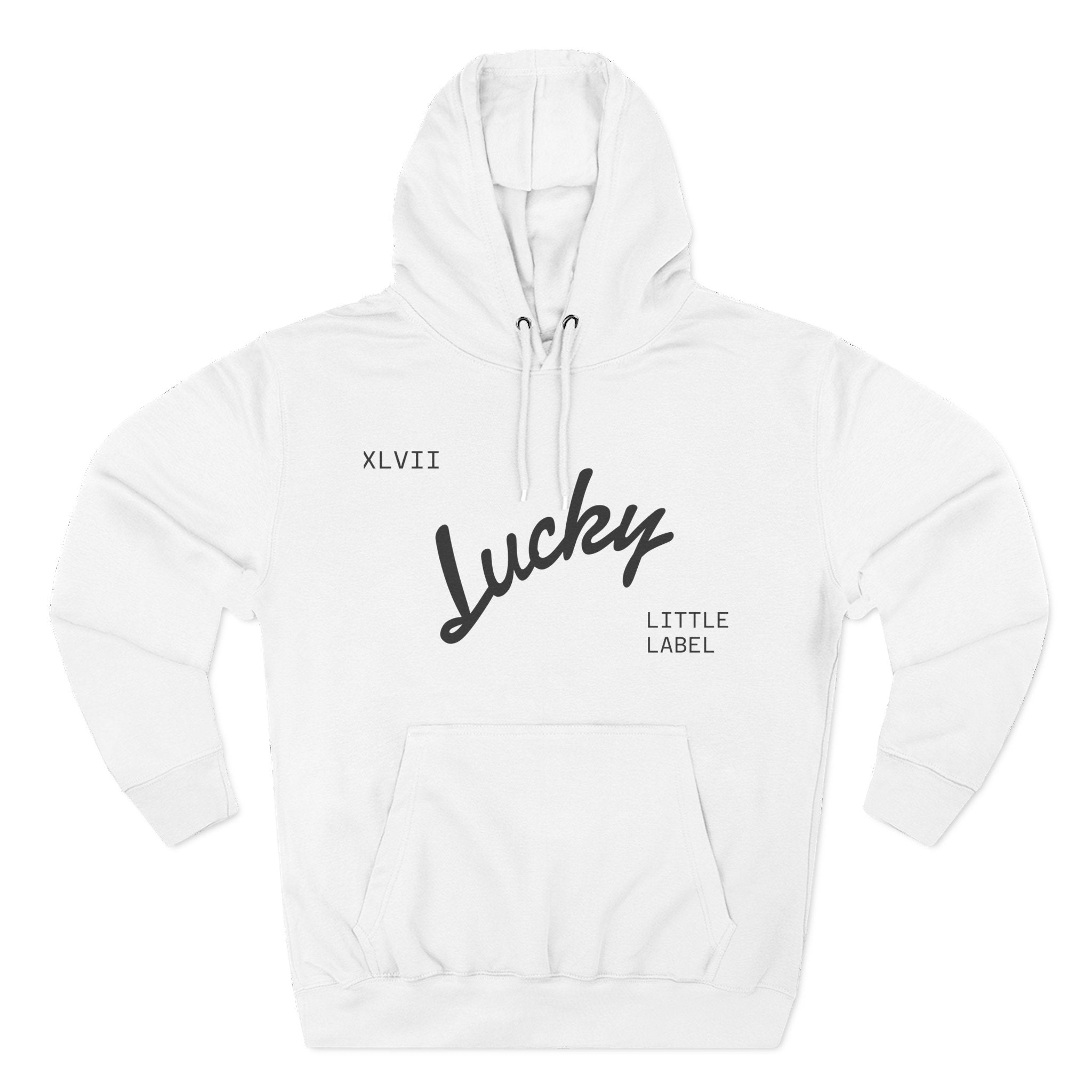 Lucky Little Label Hoodie — Minimal Script Logo Fleece Pullover (EST. 2026)