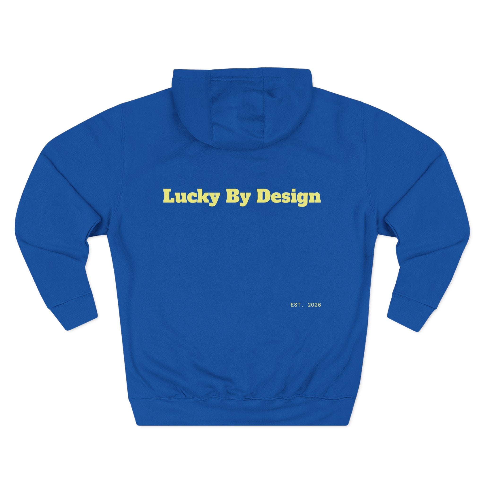 Lucky Little Label Hoodie — Minimal Script Logo Fleece Pullover (EST. 2026)