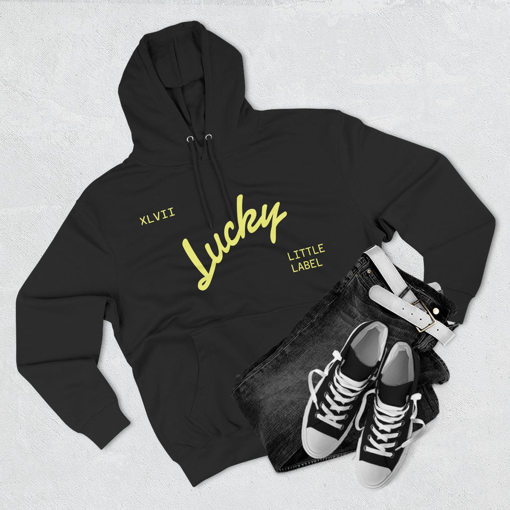 Lucky Little Label Hoodie — Minimal Script Logo Fleece Pullover (EST. 2026)